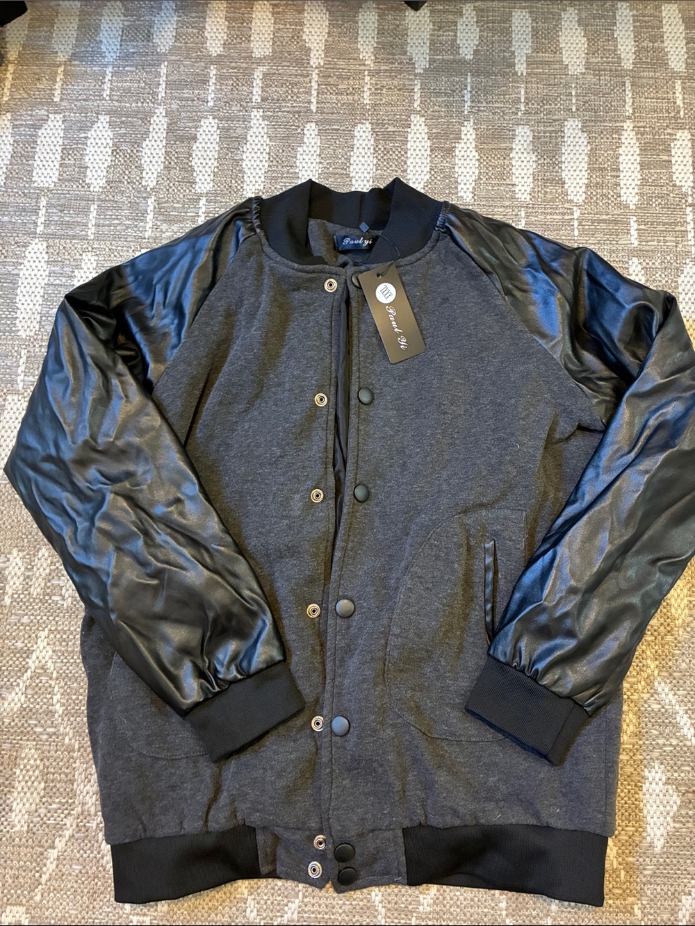 Black & Charcoal Bomber Jacket: UNISEX